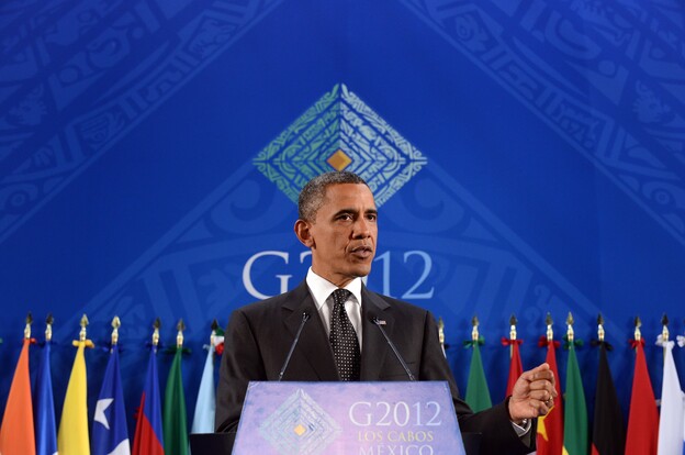 President Barack Obama speaks during a press conference at the end of the G20 Summit of Heads of State and Government in Los Cabos, Mexico on Tuesday.