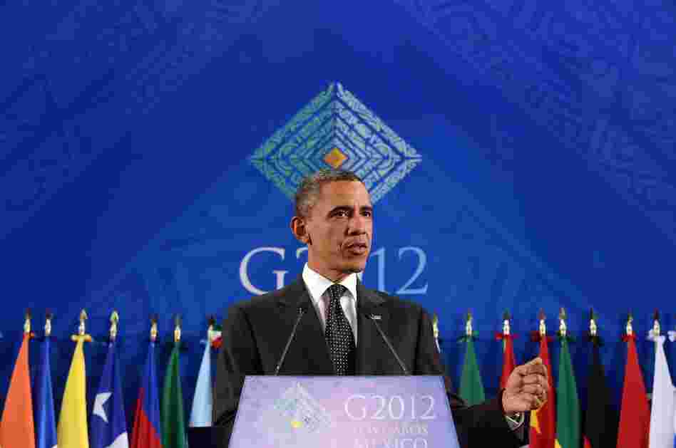 President Barack Obama speaks during a press conference at the end of the G20 Summit of Heads of State and Government in Los Cabos, Mexico on Tuesday.