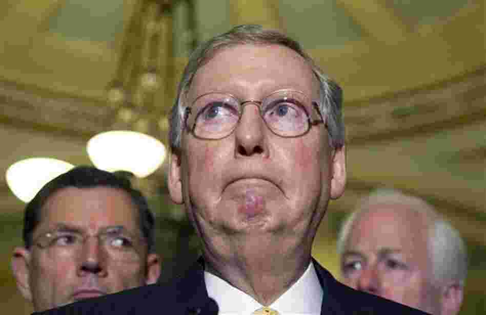 Senate Minority Leader Sen. Mitch McConnell, R-Ky., speaks to the media on Capitol Hill on Tuesday. Senate Minority Leader Sen. Mitch McConnell, R-Ky., speaks to the media on Capitol Hill on Tuesday.