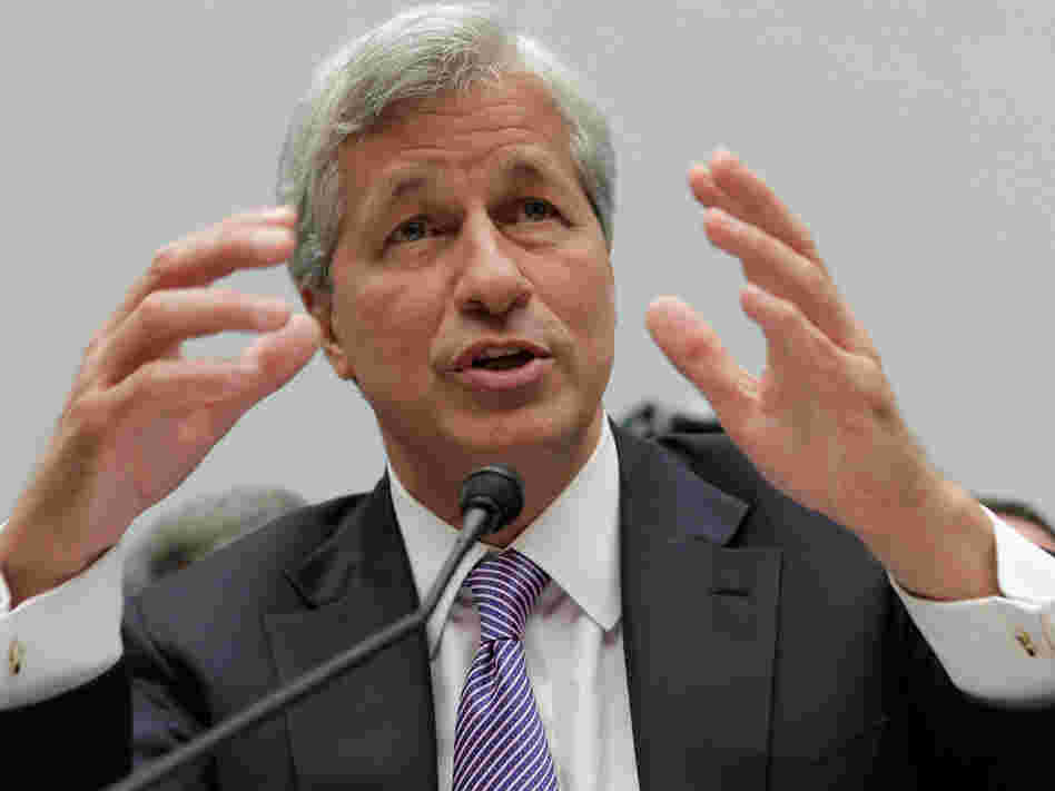JPMorgan Chase CEO Jamie Dimon during testimony today before the House Financial Services Committee.