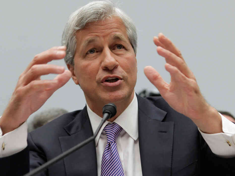 JPMorgan Chase CEO Jamie Dimon during testimony today before the House Financial Services Committee.