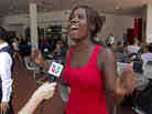 Niouseline St. Jean, originally from Turks and Caicos Islands who lives in the U.S. illegally, reacts as she talks to the media about the new immigration ruling for students at the Miami Dade Community College in Miami last Friday.