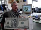 Hans-Jurgen Kuhl featured his face on bills as an announcement for an art show. Hans-Jurgen Kuhl featured his face on bills as an announcement for an art show.