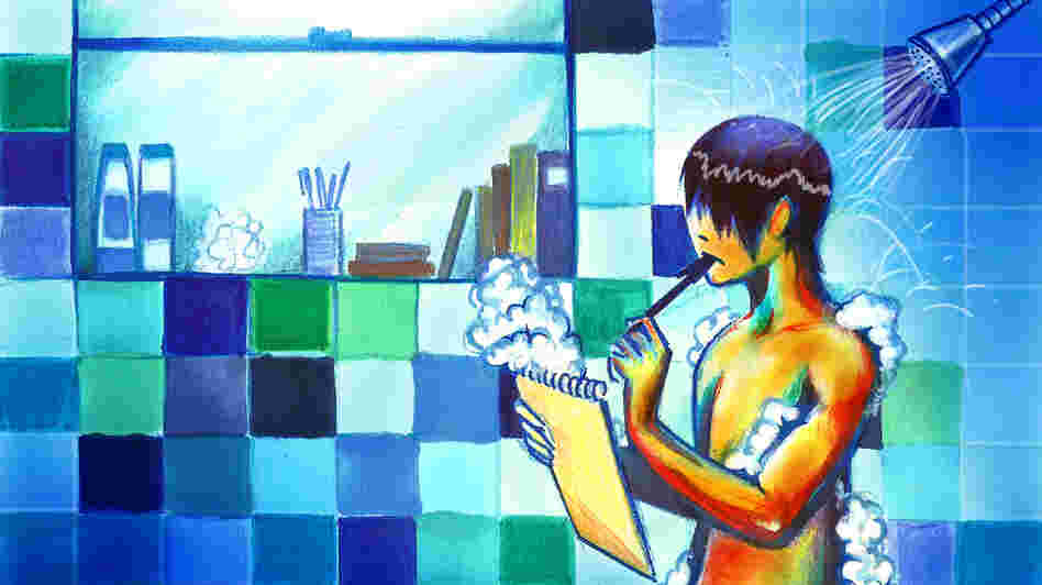 Taking a shower may help inspire big ideas. Working in a blue room may help, too.