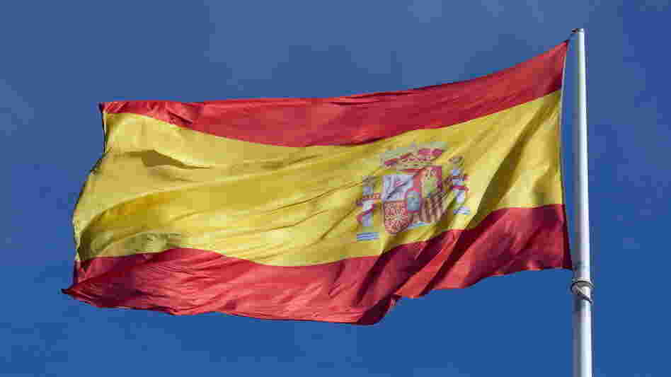 The Spanish flag blowing in the wind in Madrid earlier this month.