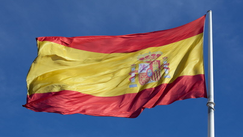 The Spanish flag blowing in the wind in Madrid earlier this month.