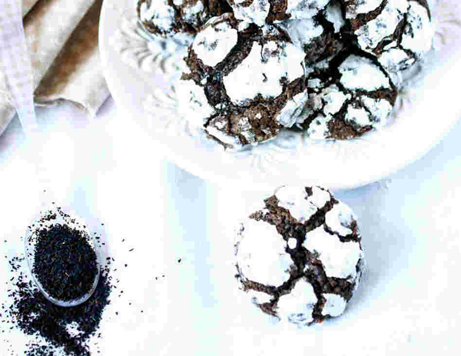 Chocolate-Mint Tea Crinkle Cookies