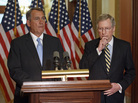 House Speaker John Boehner, R-Ohio (left) and Senate Minority Leader Mitch McConnell, R-Ky., on Capitol Hill in February. Republicans have been quick to criticize the president for bypassing Congress with his immigration action, but they've been unusually silent on the policy itself. House Speaker John Boehner, R-Ohio (left) and Senate Minority Leader Mitch McConnell, R-Ky., on Capitol Hill in February. Republicans have been quick to criticize the president for bypassing Congress with his immigration action, but they've been unusually silent on the policy itself.