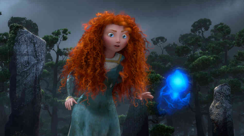 In Brave, Merida goes in search of a spell to get back at her mother, who wants to force her to marry a suitor. In Brave, Merida goes in search of a spell to get back at her mother, who wants to force her to marry a suitor.