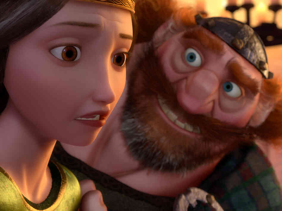 Merida's parents, Queen Elinor and King Fergus, try their best to control Merida's wild behavior, with little success.