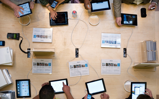 The scene at an Apple store.