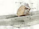 A 2011 sketch by artist Michael Heizer shows the walkway visitors will use to pass under the granite boulder at the center of the Los Angeles County Museum of Art's installation. (Click here to enlarge.) A 2011 sketch by artist Michael Heizer shows the walkway visitors will use to pass under the granite boulder at the center of the Los Angeles County Museum of Art's installation. (Click here to enlarge.)