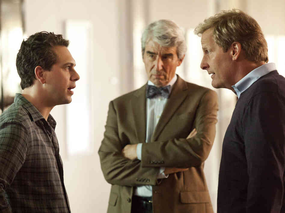 In addition to Daniels, the ensemble cast of The Newsroom includes Thomas Sadoski (left) and Sam Waterston.