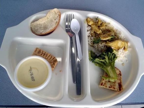 Nine-year-old Martha Payne's favorite school lunch: chicken curry, broccoli and ice cream.