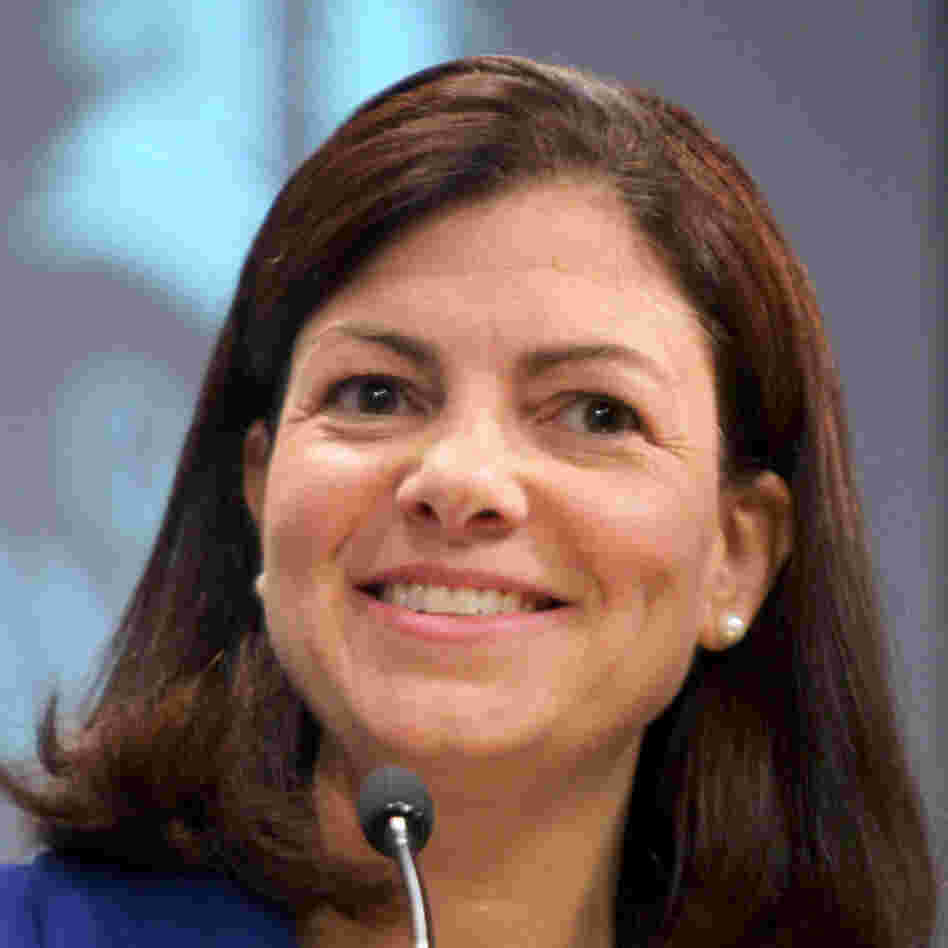 Republican Kelly Ayotte smiles during the AARP Senate forum held at Saint Anselm College in Manchester, N.H., in 2010.