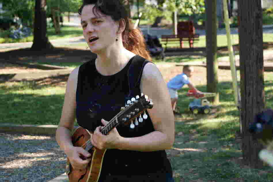 CABOMA member Tara Linhart plays her mandolin.