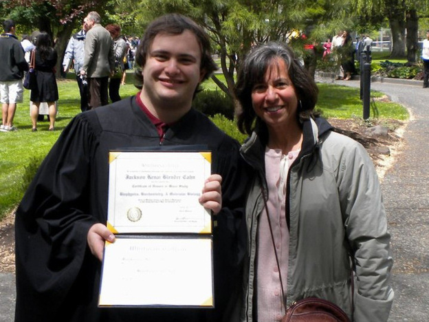 Jackson Cahn, who graduated from Whitman College in Walla Walla, Wash., is one of the 3 million young adults the Obama administration says would have risked going without insurance if the health care law hadn't allowed them to stay on their parents' policies. Because of the law, his mother, June Blender, was able to add him to her insurance.