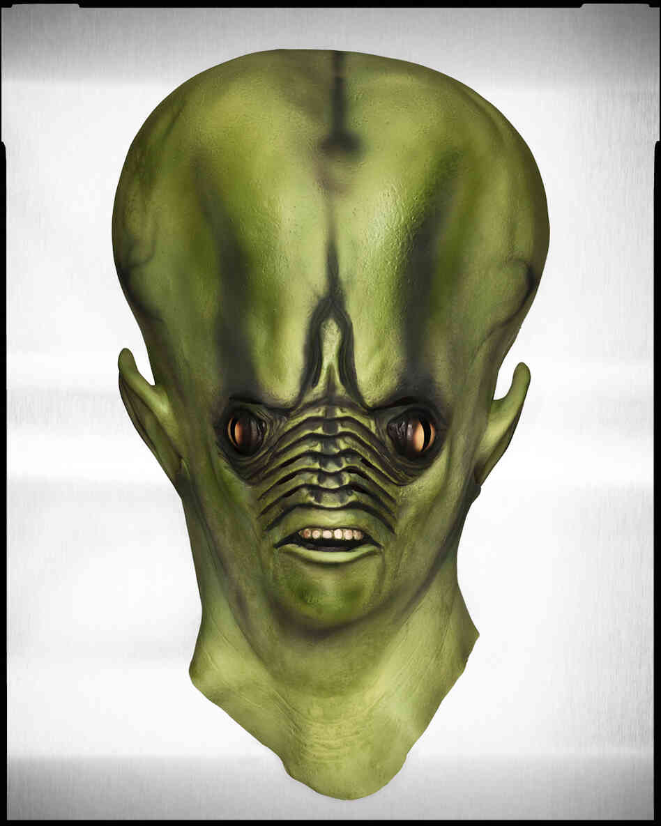 For an article in which the writer recollects his childhood relationship with B movies, Winters and his crew found and tweaked this super-scary alien mask.