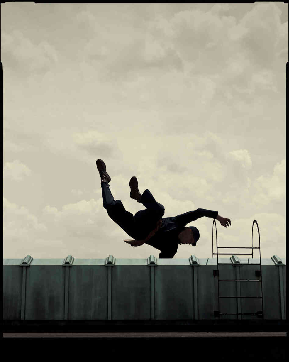 For a short story "about a businessman's relationships," the abstract reads, Winters and his crew built a set and hired a former Olympian turned stuntman to do the jump.