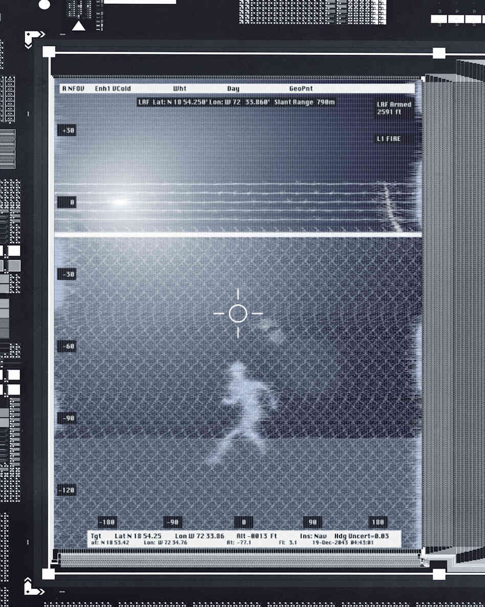 The only digital composite, this image is meant to look like it's from a forward looking infrared camera, a military aircraft technology.