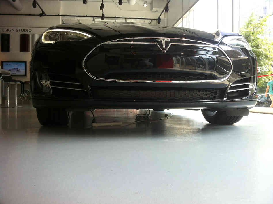 Plugged in: The Tesla can be charged by ordinary 120-volt outlets. Other options can shorten its charge time — for instance, up to 62 miles of range per hour, with its dual chargers.