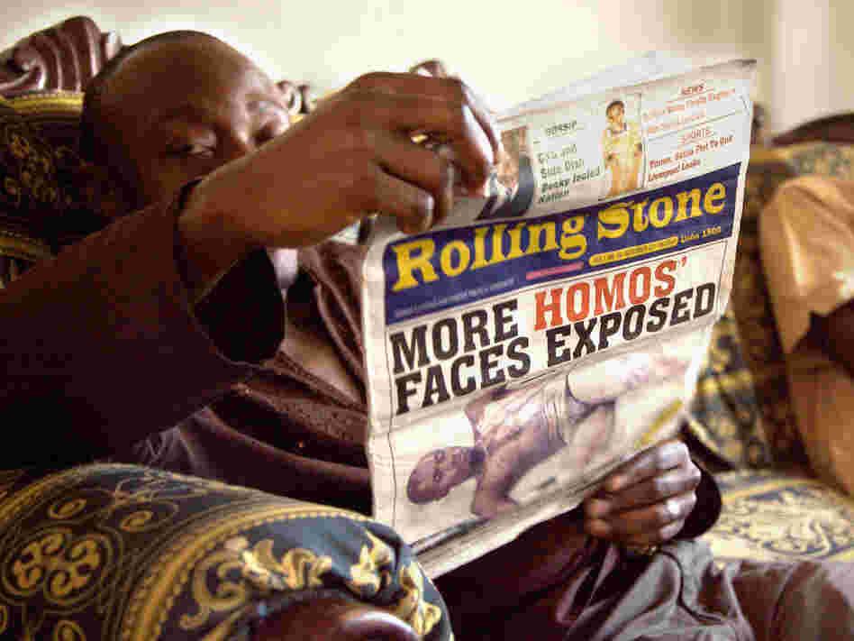 One of the front page stories published by Ugandan newspaper The Rolling Stone, which terrorized the LGBT community.