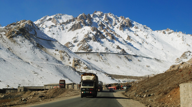 A truck drives down a highway on Salang Pass in Afghanistan's Parwan province in December. The Salang Tunnel, which crosses under the pass, provides a vital link between Central Asia and northern Afghanistan to Kabul. A truck drives down a highway on Salang Pass in Afghanistan's Parwan province in December. The Salang Tunnel, which crosses under the pass, provides a vital link between Central Asia and northern Afghanistan to Kabul.