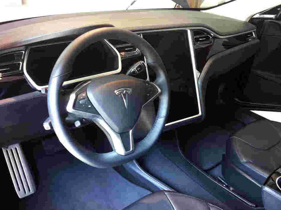 The sedan's cabin includes a 17-inch touch screen, which provides real-time data about the car's range and power consumption. It can also display maps and music options.