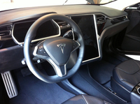 The sedan's cabin includes a 17-inch touch screen, which provides real-time data about the car's range and power consumption. It can also display maps and music options.