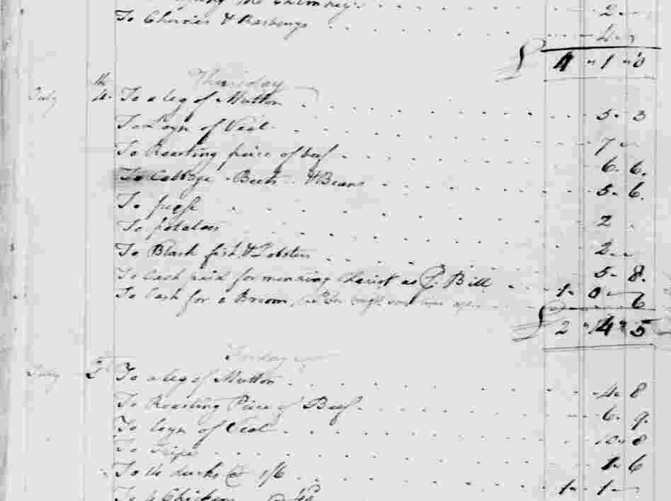George Washington's expense report from July 4th, 1776.
