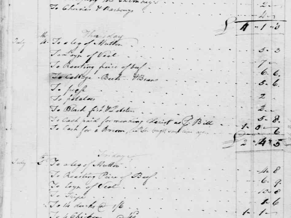 George Washington's expense report from July 4th, 1776.