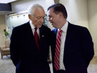 Utah Sen. Orrin Hatch and former state Sen. Dan Liljenquist talk before a debate at KSL NewsRadio in Salt Lake City on June 15. The two face each other in the Utah Republican primary on Tuesday. Utah Sen. Orrin Hatch and former state Sen. Dan Liljenquist talk before a debate at KSL NewsRadio in Salt Lake City on June 15. The two face each other in the Utah Republican primary on Tuesday.