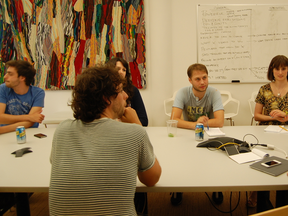 An editorial meeting at BuzzFeed