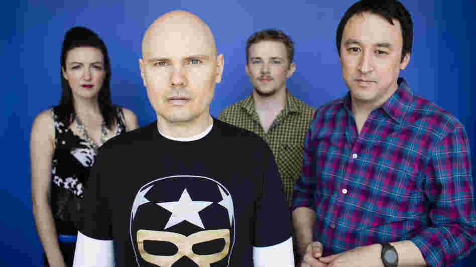 The Smashing Pumpkins in 2012 (from left): Nicole Fiorentino, Billy Corgan, Mike Byrne and Jeff Schroeder.