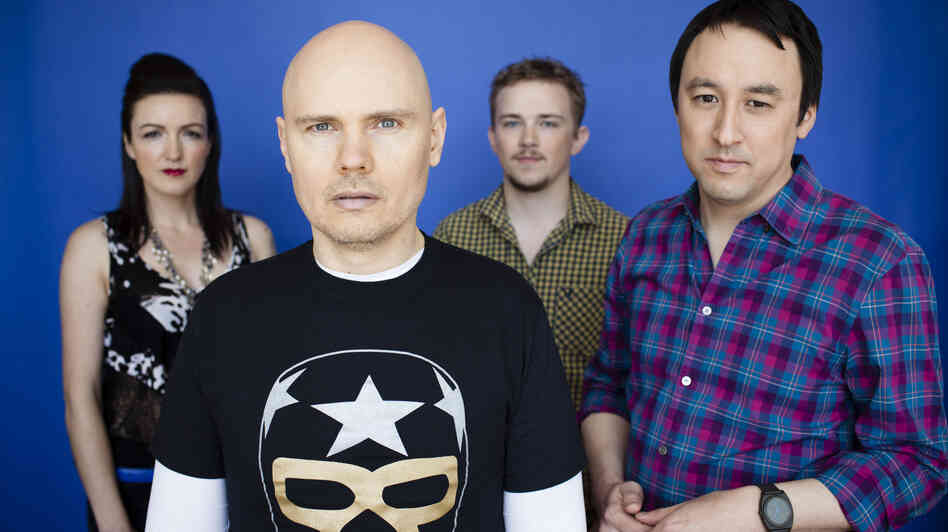 The Smashing Pumpkins in 2012 (from left): Nicole Fiorentino, Billy Corgan, Mike Byrne and Jeff Schroeder.