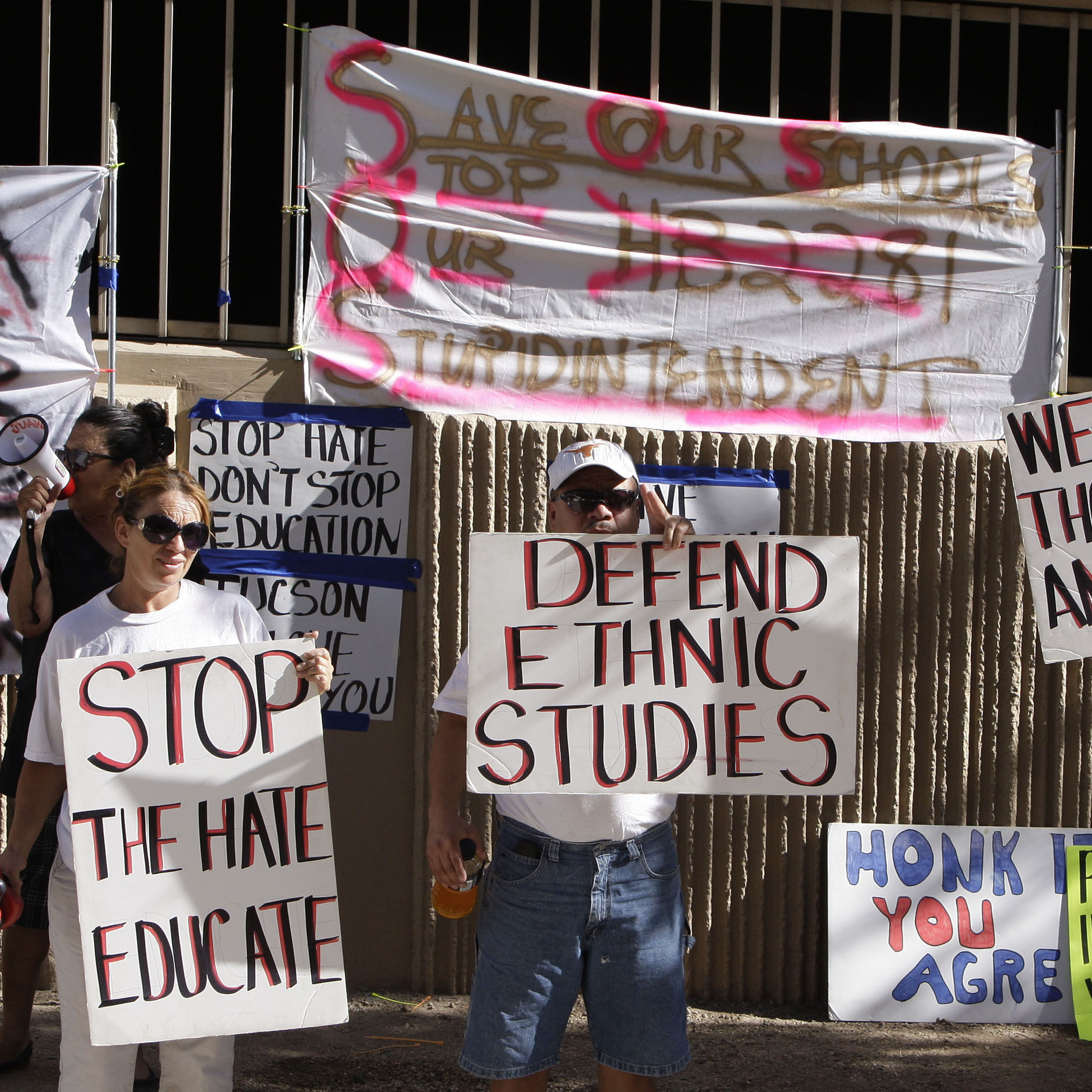 Protesters are seen in June 2011 in support of the Tucson Unified School District's Mexican-American studies program. A new state law effectively ended the program saying it was divisive.