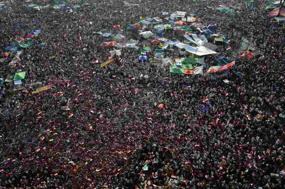Thousands of Egyptians celebrate on in Cairo's Tahrir Square following the announcement that Muslim Brotherhood member Mohamed Morsi would be Egypt's next president.