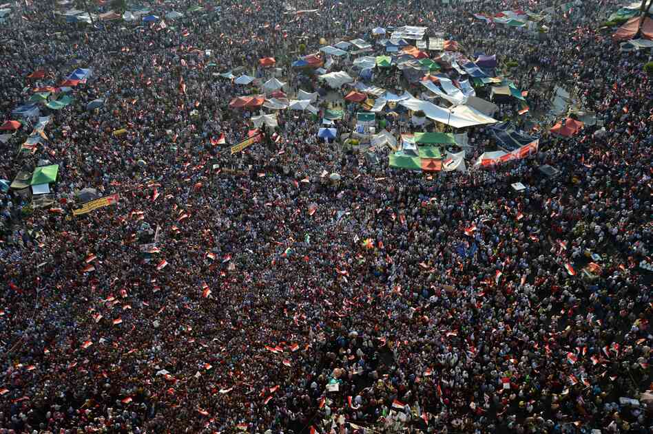 Thousands of Egyptians celebrate on in Cairo's Tahrir Square following the announcement that Muslim Brotherhood member Mohamed Morsi would be Egypt's next president.