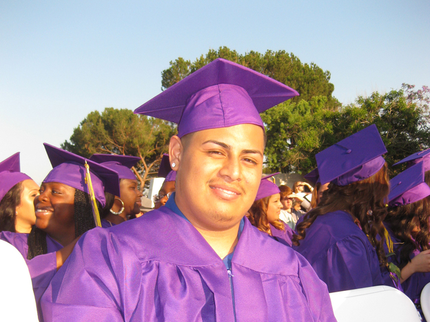 Anthony Gonzales graduated on Tuesday from Learning Works charter school in Pasadena, Calif.