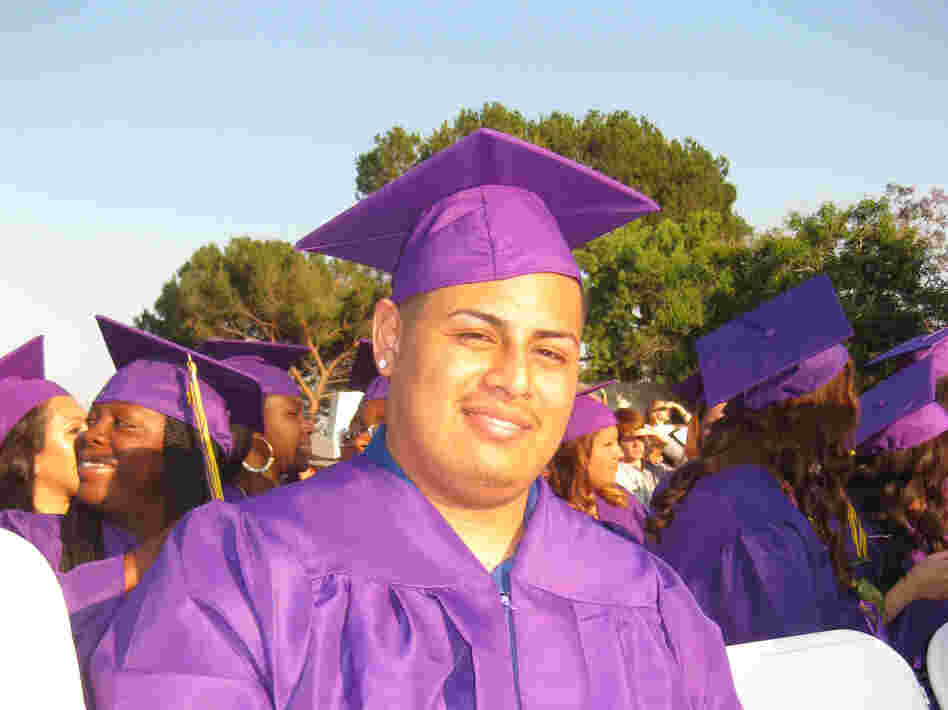 Anthony Gonzales graduated on Tuesday from Learning Works charter school in Pasadena, Calif.