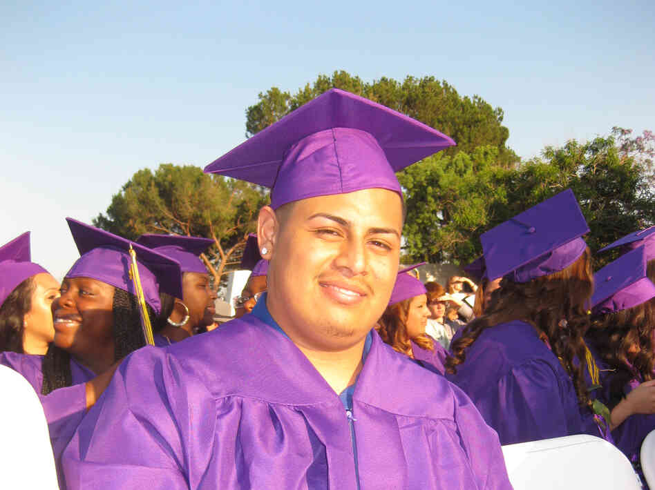 Anthony Gonzales graduated on Tuesday from Learning Works charter school in Pasadena, Calif.