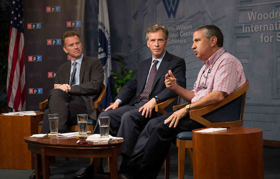 (l to r) Moderator Steve Inskeep with panelists Robert S. Litwak of the Wilson Center and NYT columnist Thomas Friedman (l to r) Moderator Steve Inskeep with panelists Robert S. Litwak of the Wilson Center and NYT columnist Thomas Friedman