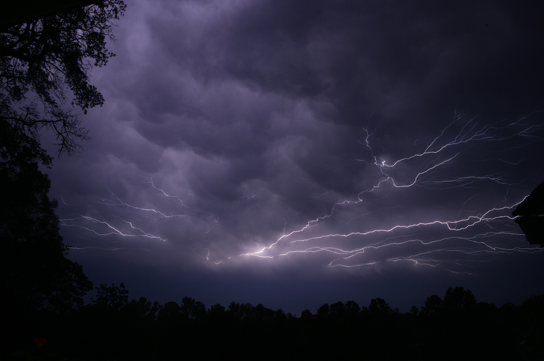 Lightning streaks across the sky in Tyler, Texas, as a powerful line of thunderstorms moved across the state in April.