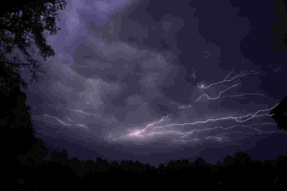 Lightning streaks across the sky in Tyler, Texas, as a powerful line of thunderstorms moved across the state in April.
