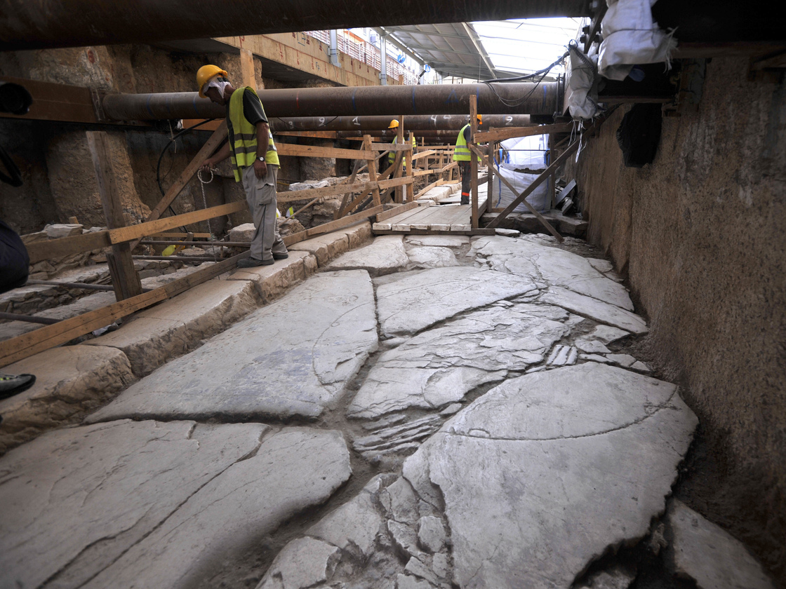 Officials unveiled an ancient road found during construction of Thessaloniki's new subway system Monday.