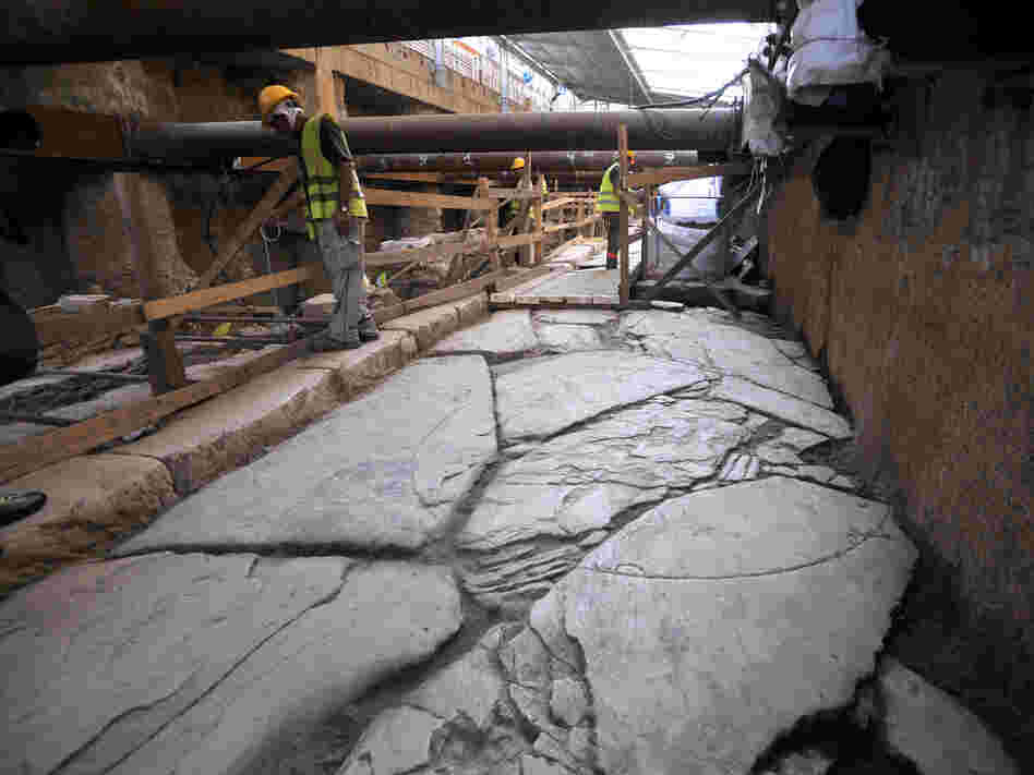 Officials unveiled an ancient road found during construction of Thessaloniki's new subway system Monday.