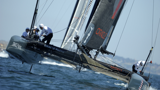 The Oracle Racing AC45 catamaran skipped by James Spithill competes in the America's Cup World Series in Cascais, Portugal in August 2011. The Oracle Team USA sailors are also competing in the final leg of this year's regatta in Newport, R.I. The Oracle Racing AC45 catamaran skipped by James Spithill competes in the America's Cup World Series in Cascais, Portugal in August 2011. The Oracle Team USA sailors are also competing in the final leg of this year's regatta in Newport, R.I.