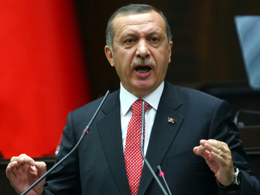 Turkish Prime Minister Recep Tayyip Erdogan earlier today in Ankara.
