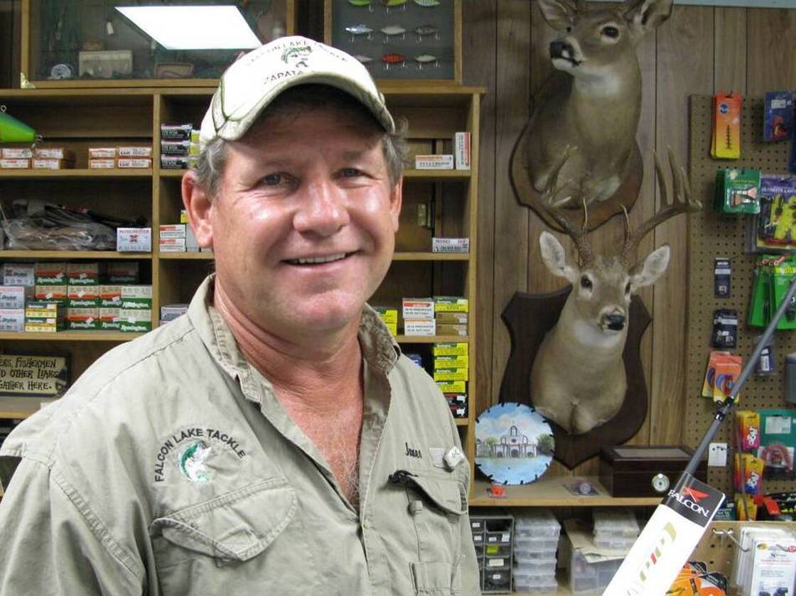 James Bendele runs the Falcon Lake Tackle Shop in Zapata, Texas. Bass fishermen flock to the lake, despite the presence of a Mexican drug cartel.