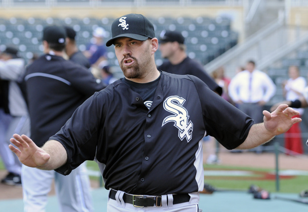 New Chicago White Sox third baseman Kevin Youkilis is shown during pre-game warmups prior to a baseball game against the Minnesota Twins on Monday.